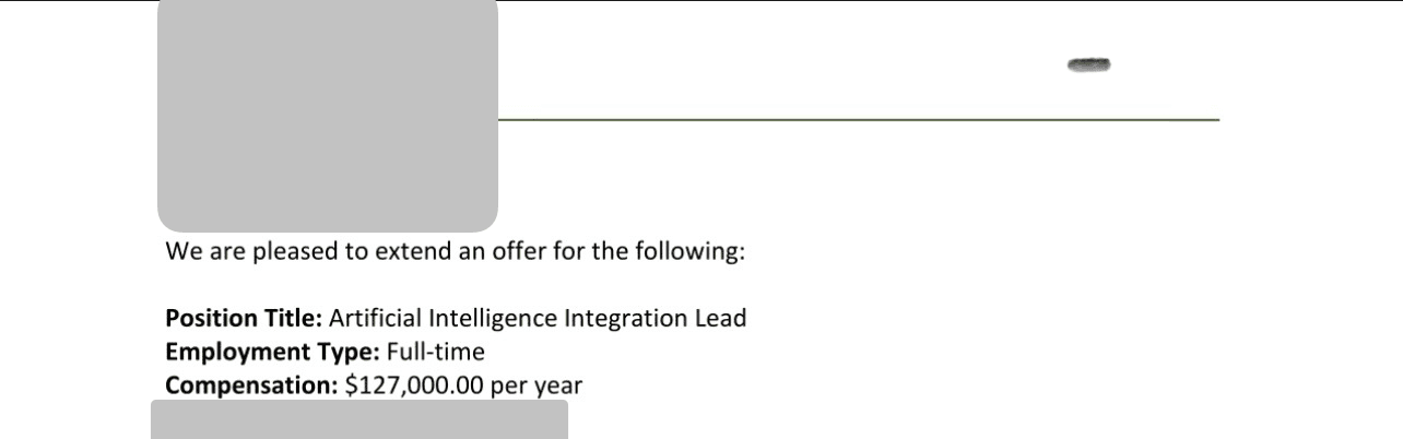 Offer letter — AI Integration Lead