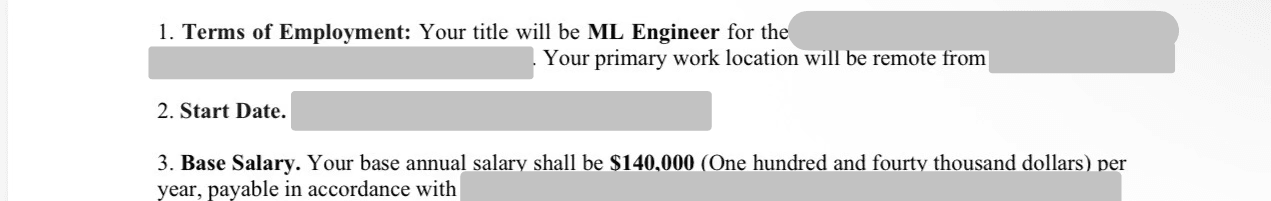 Offer letter — ML Engineer
