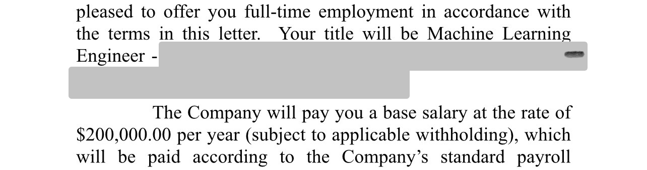 Offer letter — Machine Learning Engineer